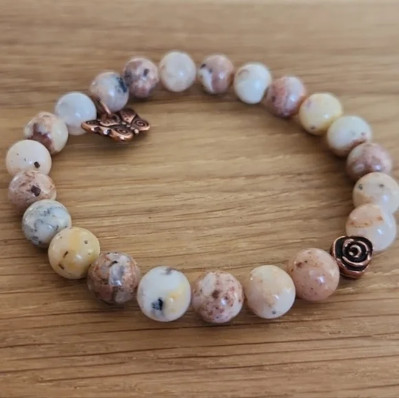 Mexican Murado Purple Opal Bead Stretch Hand Crafted Bracelet - Picture 7 of 8